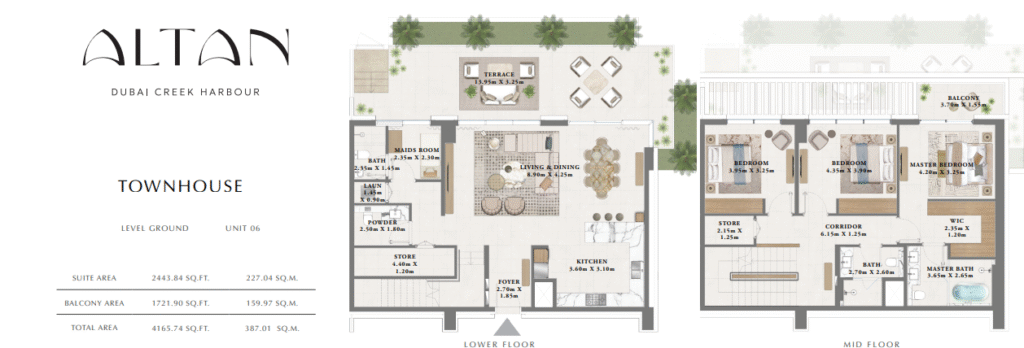 3 Bedroom townhouse Floor Plan of Altan by Emaar